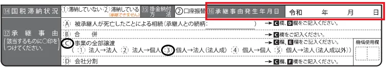 契約承継申出書 記入例