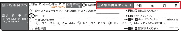契約承継申出書 記入例