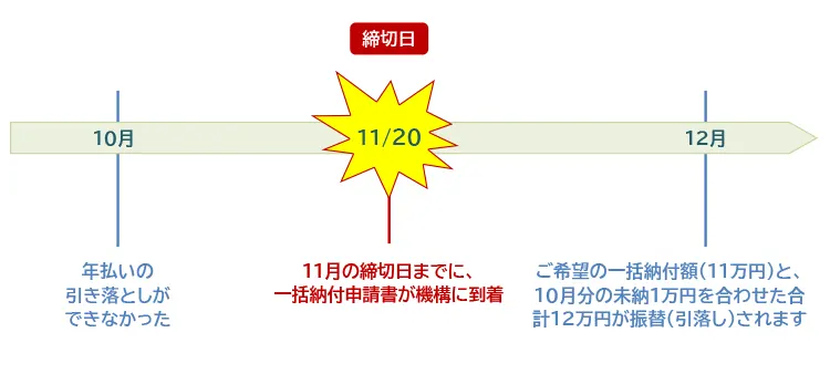 一括納付を希望する月が偶数月の場合