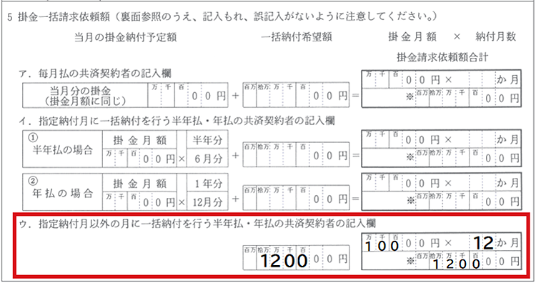 一括納付を希望する月が奇数月の場合
